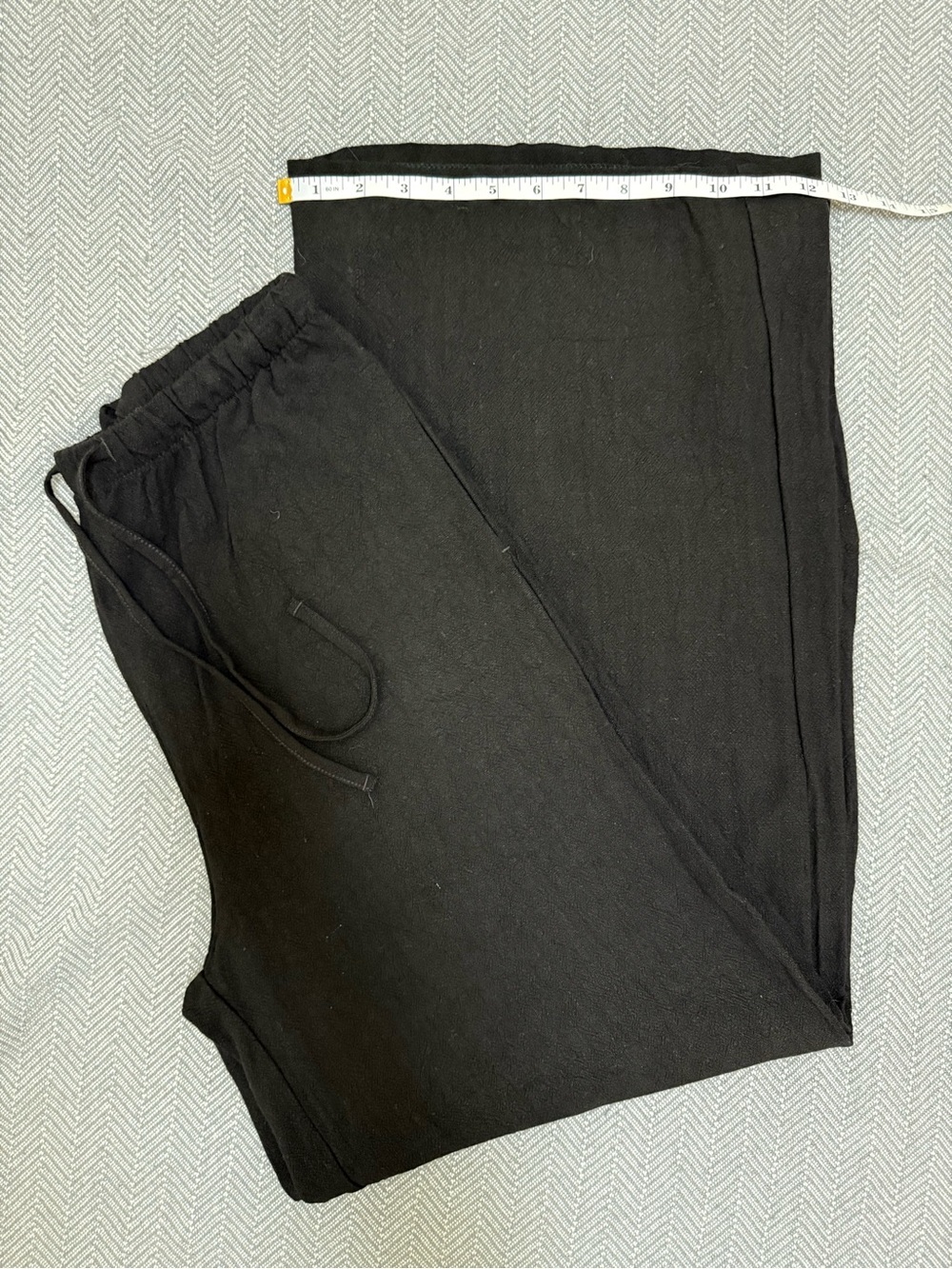 Black Linen Blend Wide Leg Lounge Pants Minimalist Relaxed Fit NWOT - Picture 7 of 7
